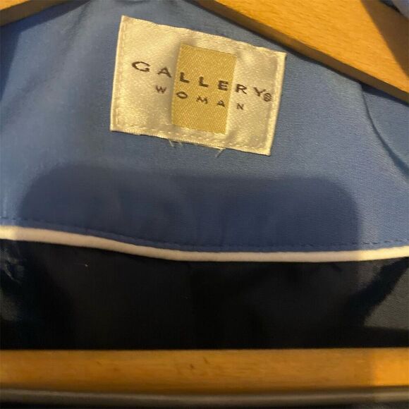 Gallery Women's Blue Mid-Length Raincoat Jacket Size M - Picture 4 of 8